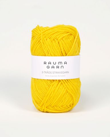 Hovedbilde 125 Gul - Rauma Garn, 3-tr&aring;ds Strikkegarn
